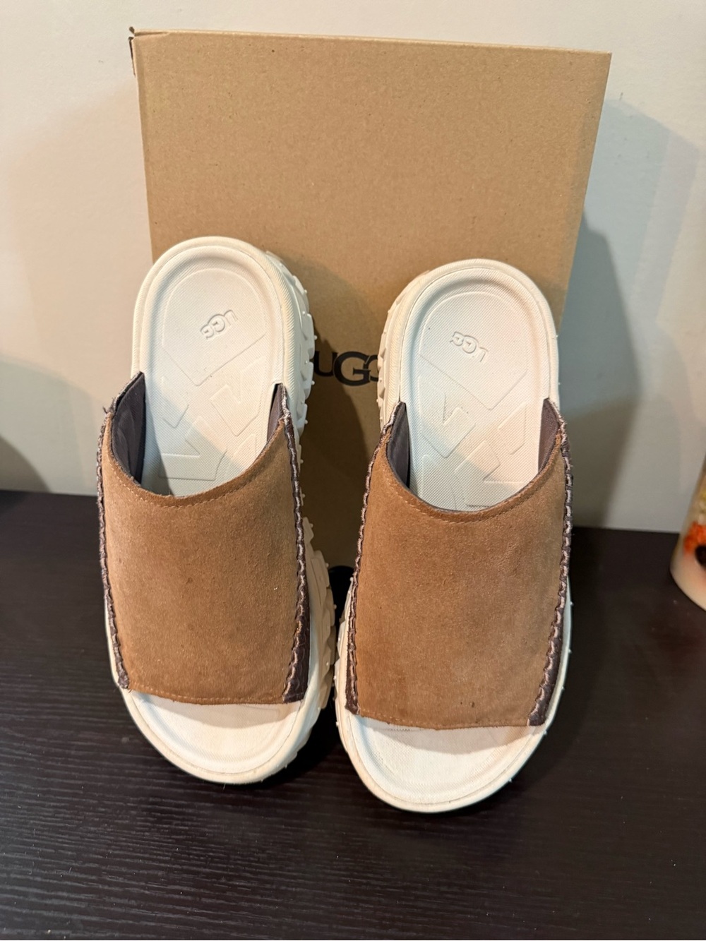 UGG Venture Daze Chestnut Brown Suede Slide Sandals